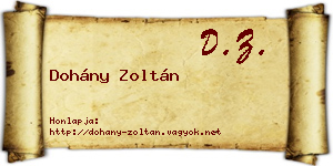 Dohány Zoltán névjegykártya